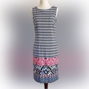 Mario Serrani Italy Geometric Print Sheath Dress‎ Size 12 NWOT